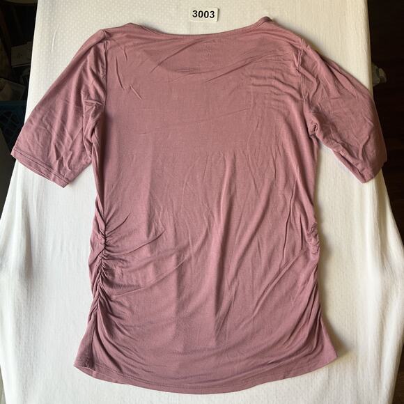 A:glow Maternity Women Shirt Size M Mauve Ruched Scoop Neck Pullover Stretchy - Picture 7 of 7